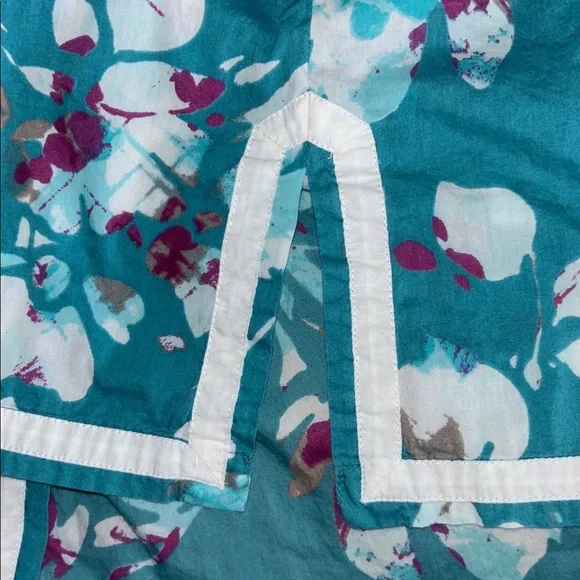 🍪 JM Collection Floral Teal Cotton Tunic Top 16 - Picture 4 of 5